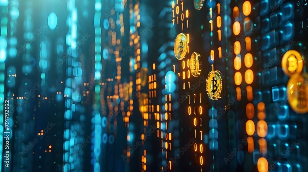 Poster vibrant digital flows of financial data in dynamic tech environment