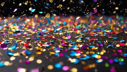 'texture glitters Falling confetti black background particles shiny colorful dark space abstract desktop design pattern wallpaper astronomy light shining bright art christmas lumines'