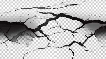 a crack in the ground with a white background - obrazy, fototapety, plakaty