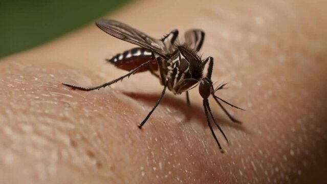 Mosquito Biting a Human Arm