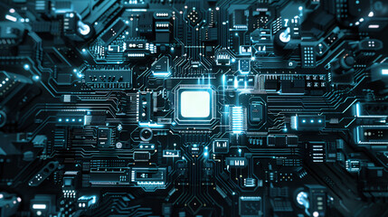 Fototapeta premium Circuit board close-up. Technology background.