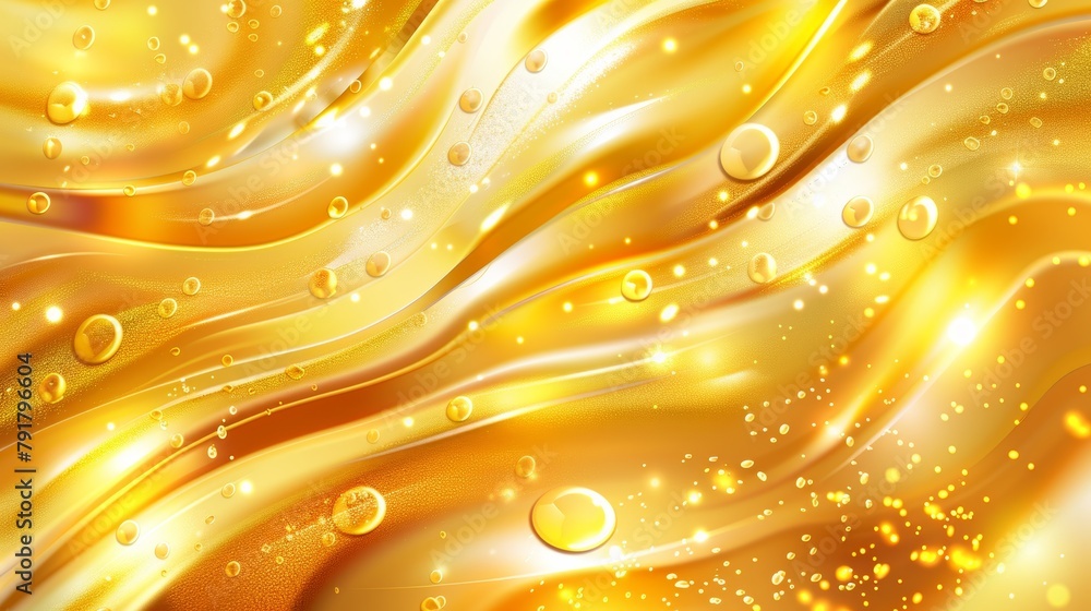 Poster flyer or banner template with streams of liquids and oil on a light background with a light element.