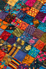 Vibrant Quilt Patterns Display: A Cohesive Blend of Traditional and Modern Design Philosophy in Textile Art