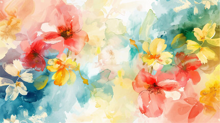 Watercolor floral background. Hand painted watercolor flowers. Hand drawn vector art.