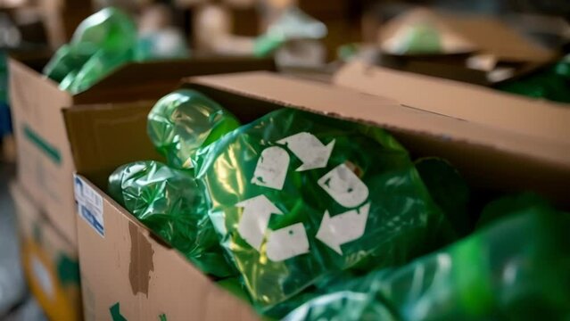 Closeup of a packaging label with the symbol for biodegradable plastic reassuring consumers of its ecofriendliness and urging them to choose it over traditional plastic products. .