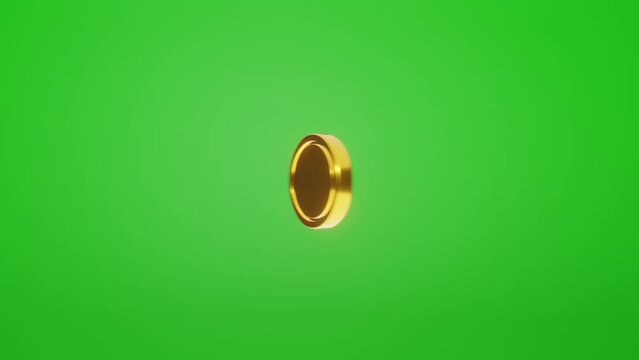 3D animation spinning gold coin moving on green screen, The concept of quick earnings via the Internet, instant money transfers, cashless payments, digital financial technology. 4k 3d animation