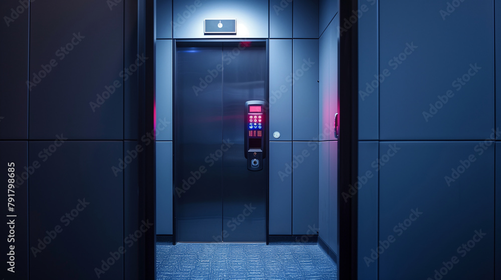 Poster a server room door marked as a restricted area, secured with both a cipher lock keypad and a biometr
