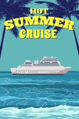 Summer Vacation poster. Tropical island ocean sea,
