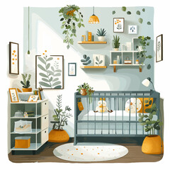 Interior of a nursery room illustration in vectorial