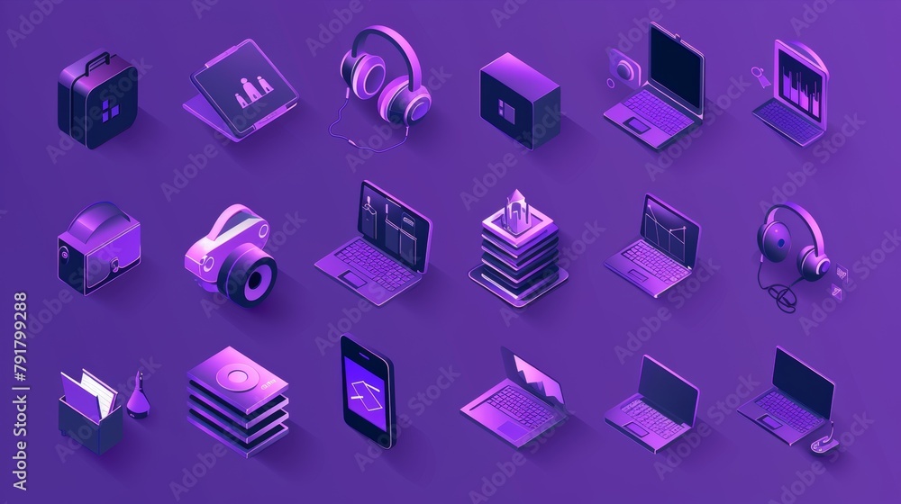 Poster icons for developing websites. isometric icons for creating websites. 3d pictograms and signs isolat