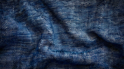 Close-up of blue denim fabric with a textured weave - obrazy, fototapety, plakaty