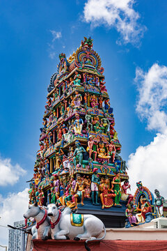 Singapore, Chinatown – February 02, 2024: The Sri Mariamman Temple is Singapore's oldest Hindu temple