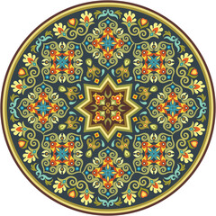Vector abstract decorative round floral ethnic ornamental illustration