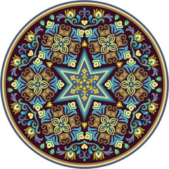 Vector abstract decorative round floral ethnic ornamental illustration