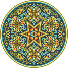 Vector abstract decorative round floral ethnic ornamental illustration