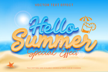 Summer text effect with Sea beach and summer season theme