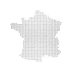 Obraz premium シンプルでおしゃれなフランスの形の地図 - グレーの丸のデフォルメしたシルエットのマップ