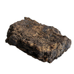 Natural Peat Block on Transparent Background