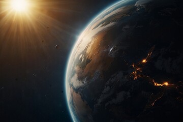 earth in space under the sun light , Earth Day
