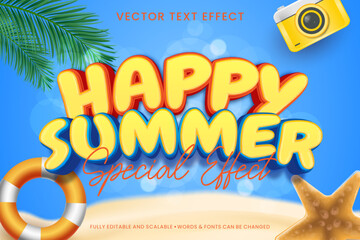 Happy summer text effect 3d style