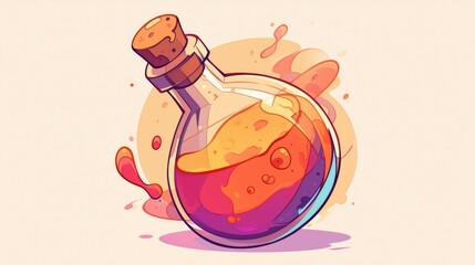 An isolated icon featuring a bottle filled with liquid beautifully presented through 2d illustration