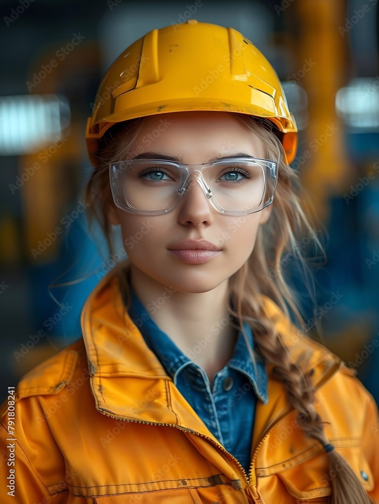 Poster generative ai : a workers with glasses in front of an industrial