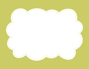 Cartoon frame fun vector background template. Cute cloud border on bright lime green backdrop. Playful design for children. Bubble frame good for signage, menu, advertisement, kids web design element.