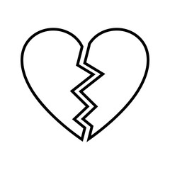Broken heart or divorce icon. Heartbreak.