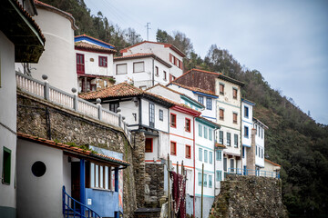 Cudillero view of the typical fishermen's houses. Asturias Spain