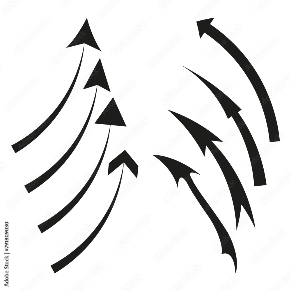 Poster ascending and descending arrow set. dynamic movement and direction theme. vector illustration. eps 1