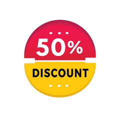 50 percent discount sticker icon modern style. Banner design for business, advertising, promotion. Vector label design.
