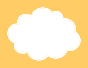 Cartoon frame fun vector background template. Cute cloud border on bright yellow backdrop. Playful design for children. Bubble frame good for signage, menu, advertisement, kids web design element.