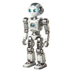 Naklejka premium A robot is standing on a white background, Toy Clipart, 3d render.