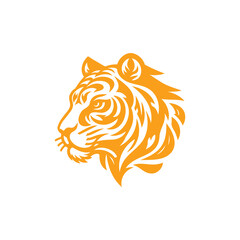 Orange and White Illustration of Head Tiger