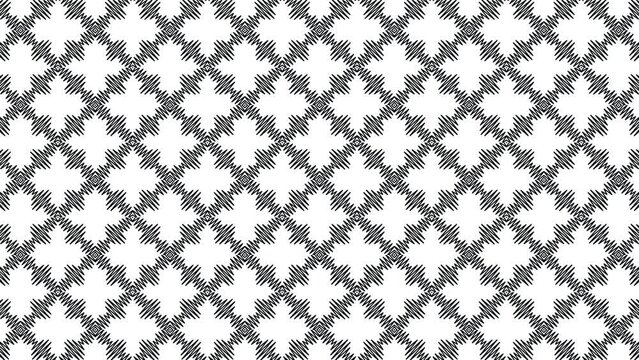 4k Abstract black and white color lines art pattern geometric shapes with black background.Seamless art pattern of simple technology background concept.