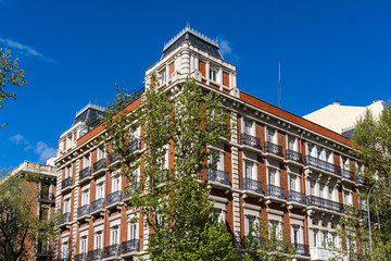 Old Luxury Residential Buildings in Jeronimos area in Central Madrid