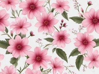 seamless background with pink flowers - 791811474