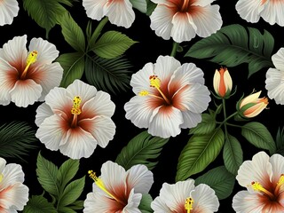 seamless pattern with white flowers - 791811823