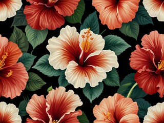 seamless tropical floral pattern - 791811843