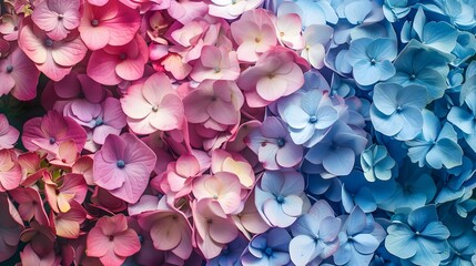 Obraz premium Captivating Hydrangea Blooms in Pastel Hues Forming a Vibrant Floral Background