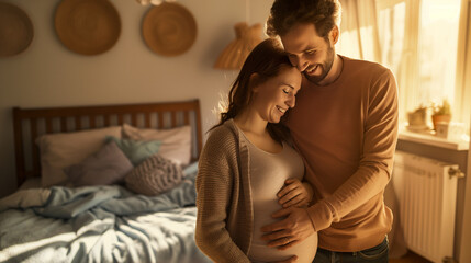 Pregnant couple preparing a nursery