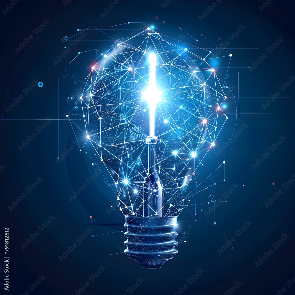 Poster glowing lightbulb representing innovative thinking and creative problem solving