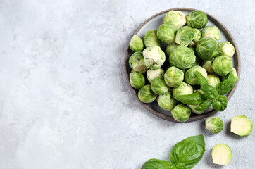fresh Brussels sprouts in a bowl for healthy eating - 791813061