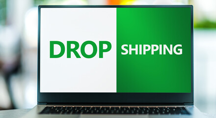 Laptop computer displaying the sign of Drop shipping - 791815803
