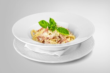 Dish of delicious tasty italian spaghetti traditional recipe