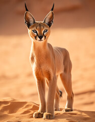 Caracal, , reallife animals, sand desert сreated with Generative Ai