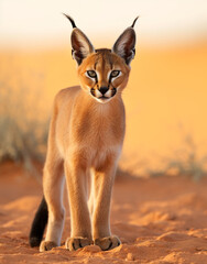 Caracal, , reallife animals, sand desert сreated with Generative Ai