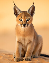 Caracal, , reallife animals, sand desert сreated with Generative Ai