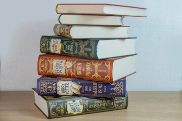 Naklejka premium Magical Collection books Rowling Harry Potter, appealing to book lovers, Children's Entertainment, Friendship and Self-Discovery, Frankfurt - December 22, 2023