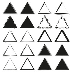 Variety of triangle designs. Geometric shape collection. Abstract triangles set. Vector illustration. EPS 10.